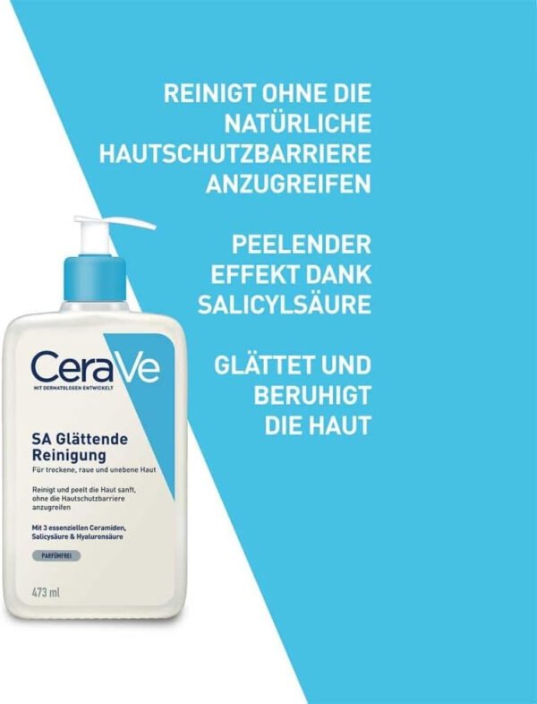 CeraVe SA Cleanser Salicylic Acid Face Wash with Hyaluronic Acid, Niacinamide & Ceramides BHA Exfoliant| 8Oz, 236 ML - Image 4