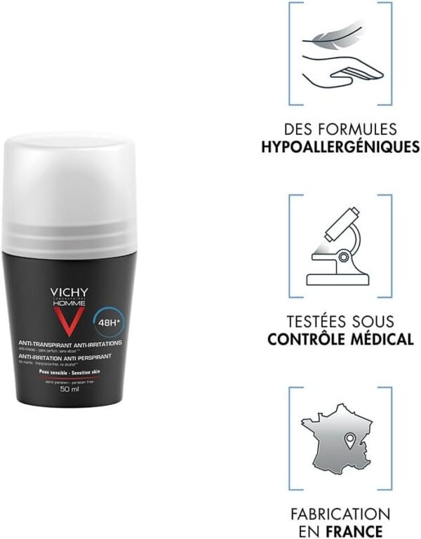 Vichy - Homme Deodorant Roll-On Sensitive Skin 48h 50 ml - Image 3