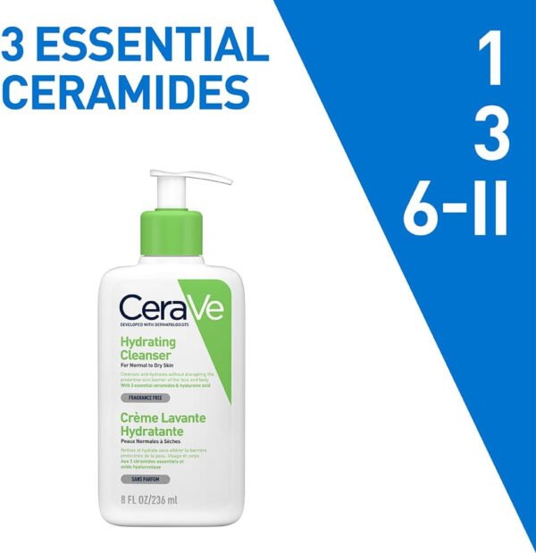 CeraVe Hydrating Cleanser | Face and Body Wash for Normal to Dry skin with Hyaluronic Acid and Ceramides | Fragrance Free - Image 4