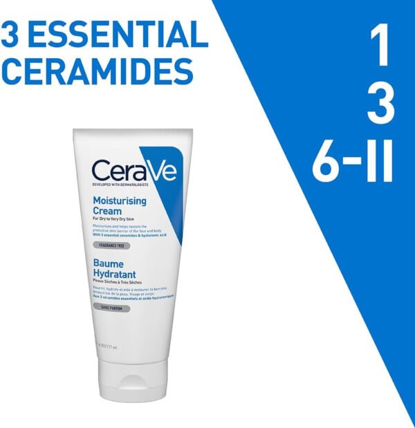 CeraVe Moisturising Cream for Dry to Very Dry Skin 177 ml with Hyaluronic Acid & 3 Essential Ceramides - Image 4