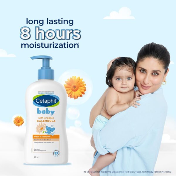 Cetaphil Baby Wash and Shampoo, Moisturizer gentle Cleanser, Foaming Wash with Organic Calendula, Unscented, 400ml - Image 6