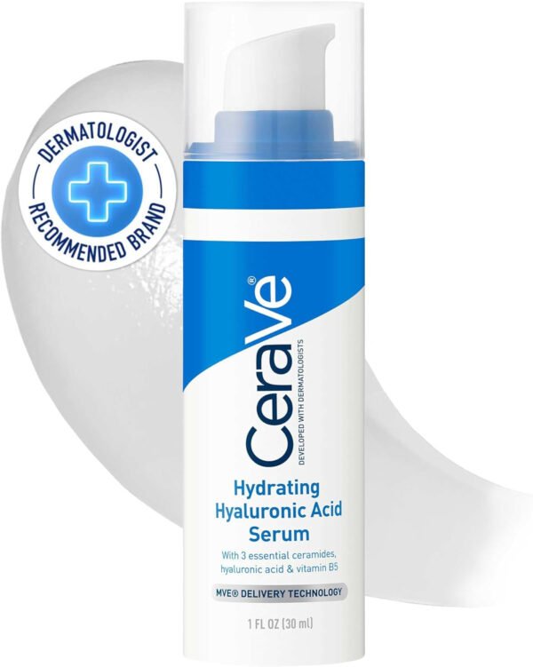Cerave Hyaluronic Acid Serum for Face with Vitamin B5 and Ceramides, Hydrating Face Serum for Dry Skin, Fragrance Free, 1 Ounce, 30 ML