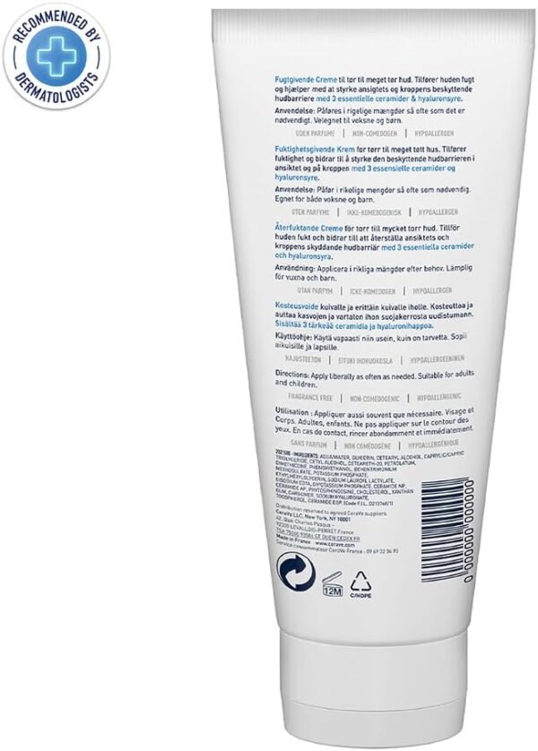 CeraVe Moisturising Cream for Dry to Very Dry Skin 177 ml with Hyaluronic Acid & 3 Essential Ceramides - Image 2