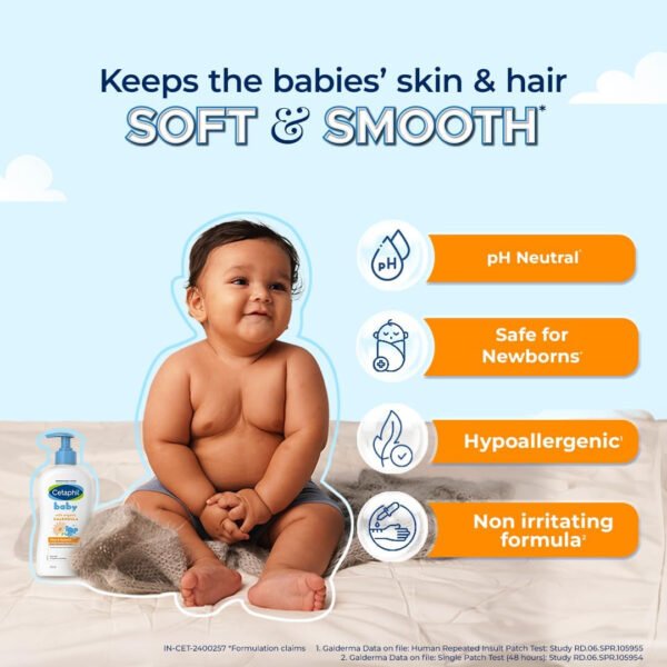 Cetaphil Baby Wash and Shampoo, Moisturizer gentle Cleanser, Foaming Wash with Organic Calendula, Unscented, 400ml - Image 4