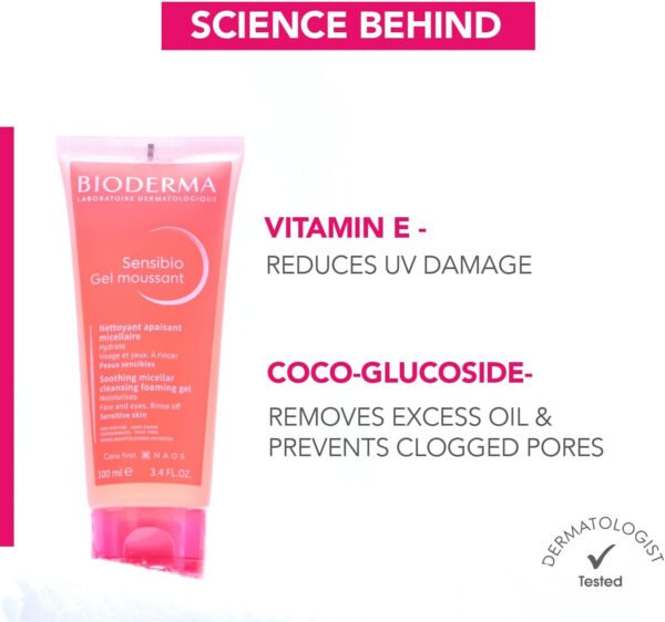 BioDerma Sensibio Soothing Micellar Cleansing Foaming Gel For Sensitive Skin, 100 ml - Image 18