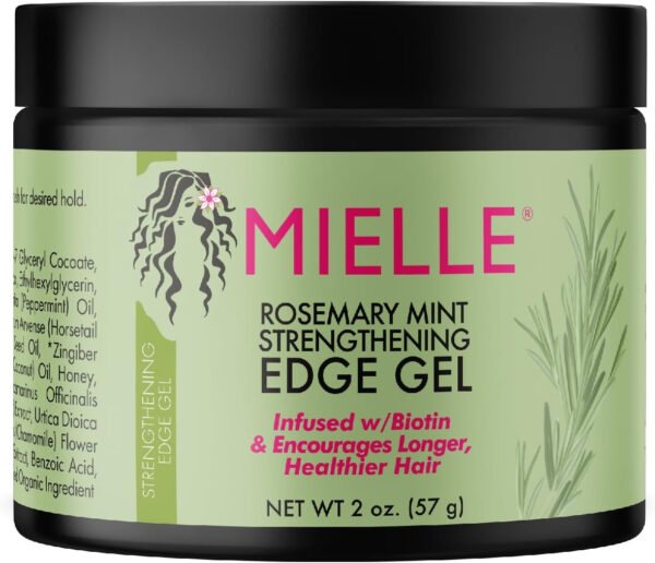 Mielle Organics Rosemary Mint Strengthening Edge Gel For Sleeking And Taming Hair, 57 g, White