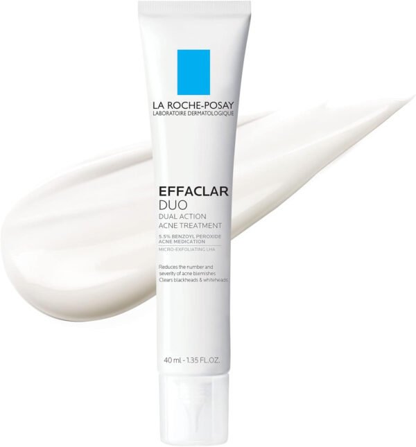 La Roche-Posay Effaclar Duo Dual Action Acne Spot Treatment Cream with Benzoyl Peroxide Acne Treatment, Blemish Cream for Acne