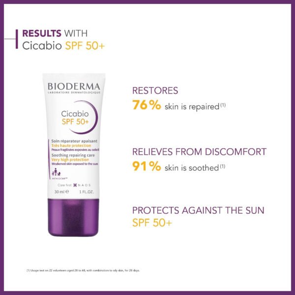 BioDerma Cicabio Soothing Repairing Care SPF 50 for Unisex - 1 oz Sunscreen - Image 2
