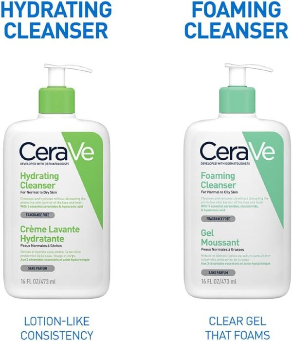 CeraVe Hydrating Cleanser | Face and Body Wash for Normal to Dry skin with Hyaluronic Acid and Ceramides | Fragrance Free Paraben Free |16Oz, (Pack of 1), 473 ML - Image 10