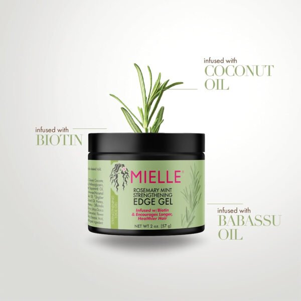 Mielle Organics Rosemary Mint Strengthening Edge Gel For Sleeking And Taming Hair, 57 g, White - Image 3