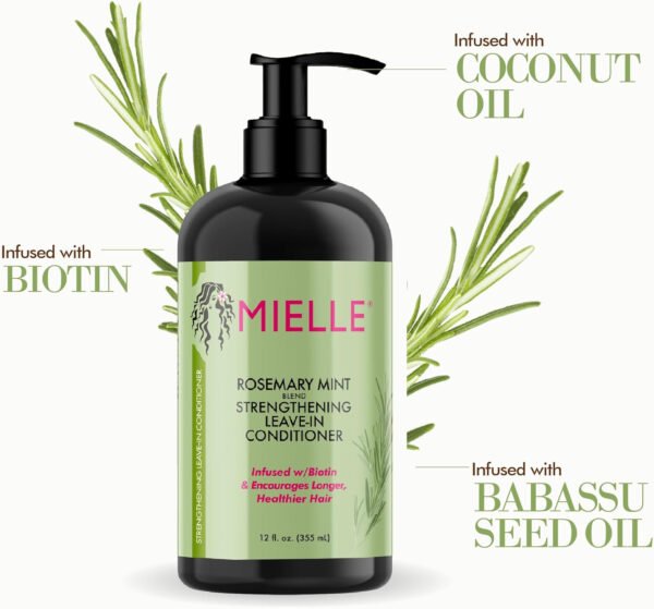 Mielle Organics Rosemary Mint Strengthening Leave-In Conditioner, Supports Hair Strength, Smooth Conditioner-Dry  Hair, 355 ML - Image 3
