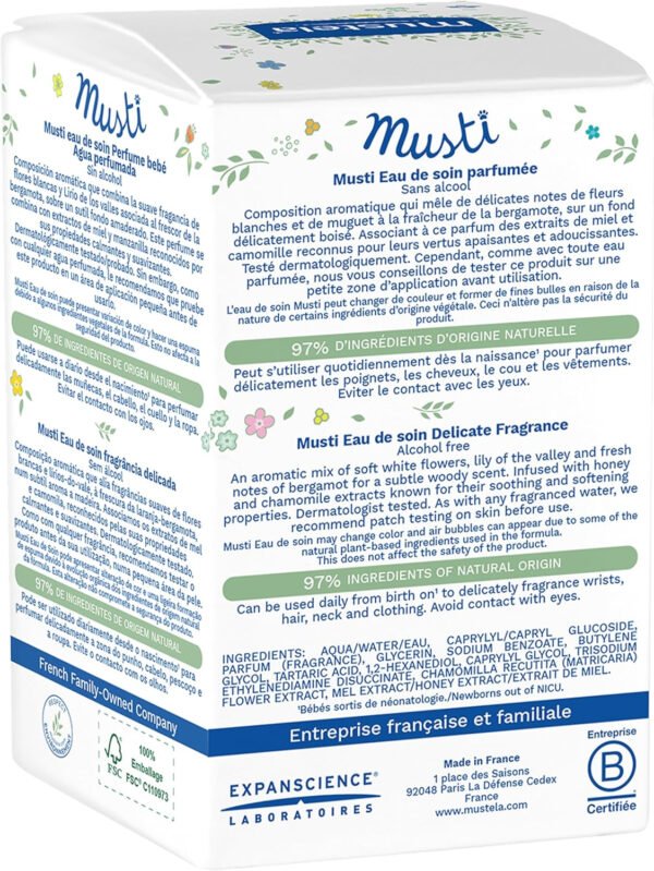 Mustela Musti Eau de Soin Parfumee - Delicate Fragrance for Boys & Girls - with Chamomile & Honey Extracts - AlcoholFree - 50ml - Image 3
