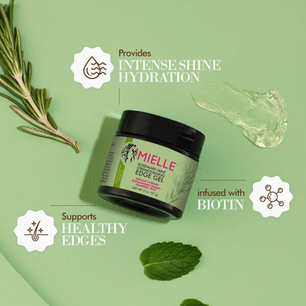 Mielle Organics Rosemary Mint Strengthening Edge Gel For Sleeking And Taming Hair, 57 g, White - Image 4