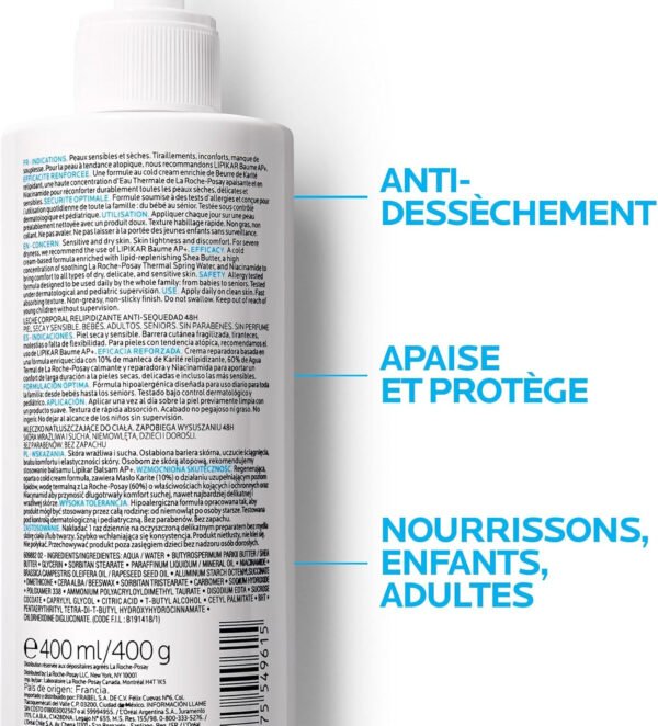 La Roche Posay Lipikar Balm Body Milk, 400 ml - Image 3