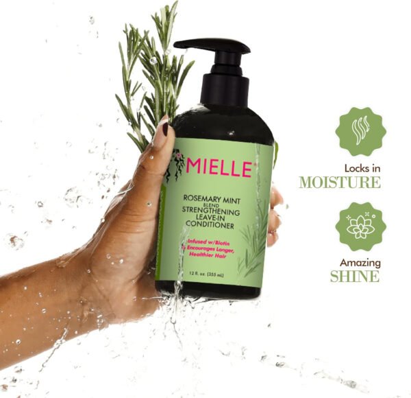 Mielle Organics Rosemary Mint Strengthening Leave-In Conditioner, Supports Hair Strength, Smooth Conditioner-Dry  Hair, 355 ML - Image 4