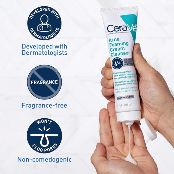 CeraVe Acne Foaming Cream Cleanser, 5 Fl Oz (Pack of 1), Packaging may Vary - Image 5