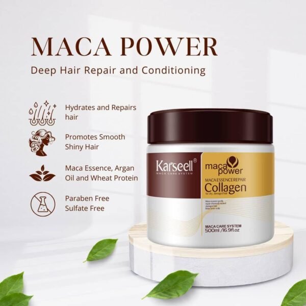 Karseell Hair Mask Collagen Treatment Natural Argan Oil Coconut conditioner for Dry Damaged Hair 16.9 oz (Pack of 1), 500 ML - Image 2