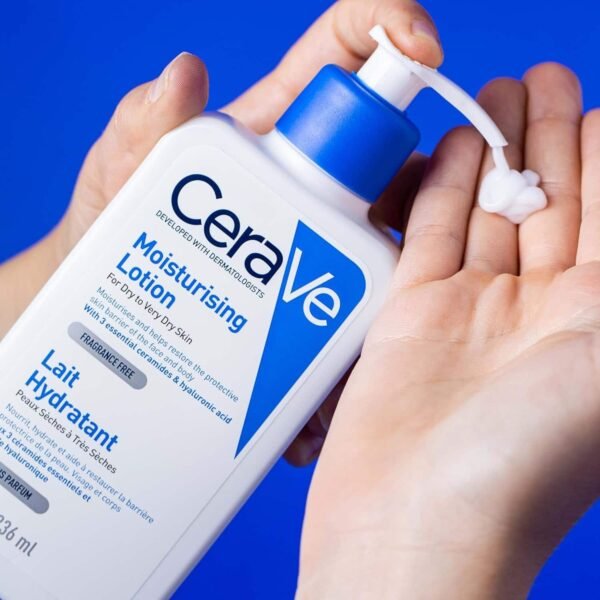 CeraVe Moisturizing Lotion | 24H Body and Face Moisturizer for Normal to Dry Skin with Hyaluronic Acid and Ceramides | Non-comedogenic, oil-free, Fragrance Free | 8Oz, 236 ML - Image 6