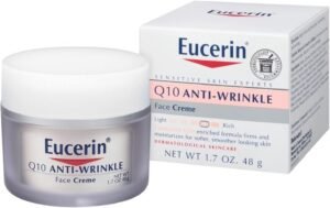 Eucerin Q10 Anti-Wrinkle Face Cream, Unscented Face Cream for Sensitive Skin, 1.7 Oz Jar
