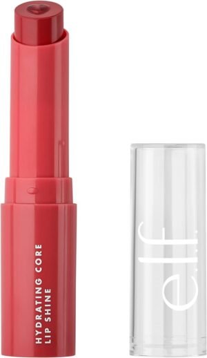 e.l.f. Hydrating Core Lip Shine, Sheer Tinted Lip Balm, Nourishing & Conditioning, Soft Shine, Happy, 0.09 Oz (2.8G)